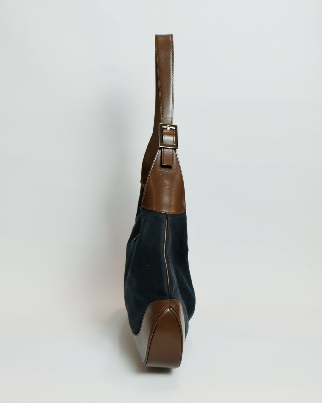 Gucci Large Jackie Bag in Blue Canvas and Brown Leather