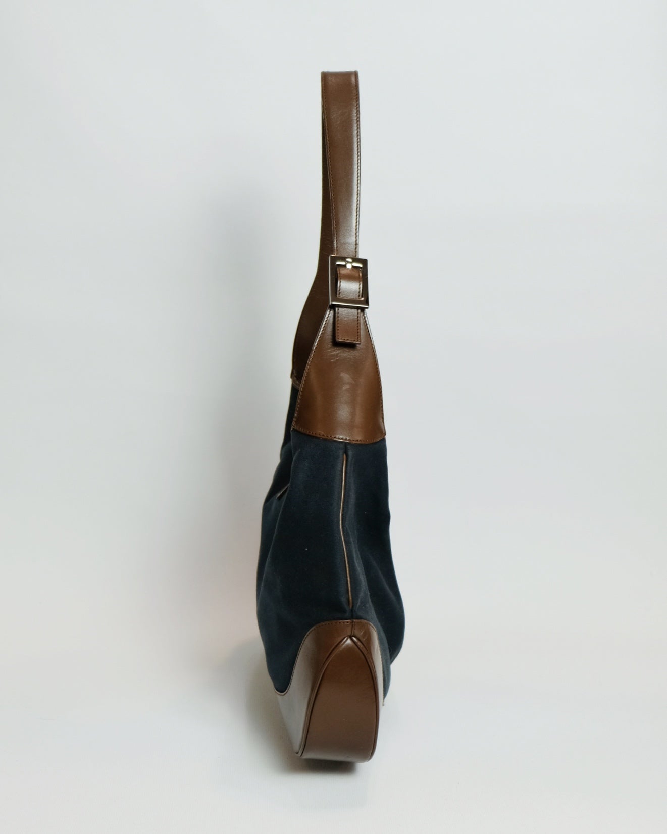 Gucci Large Jackie Bag in Blue Canvas and Brown Leather