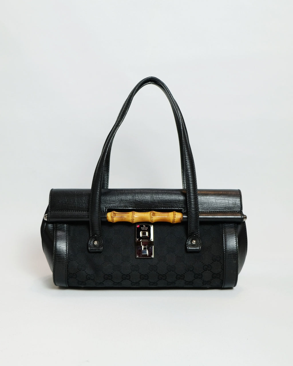 Gucci GG Canvas Bamboo Bullet Shoulder Bag By Tom Ford 1990s