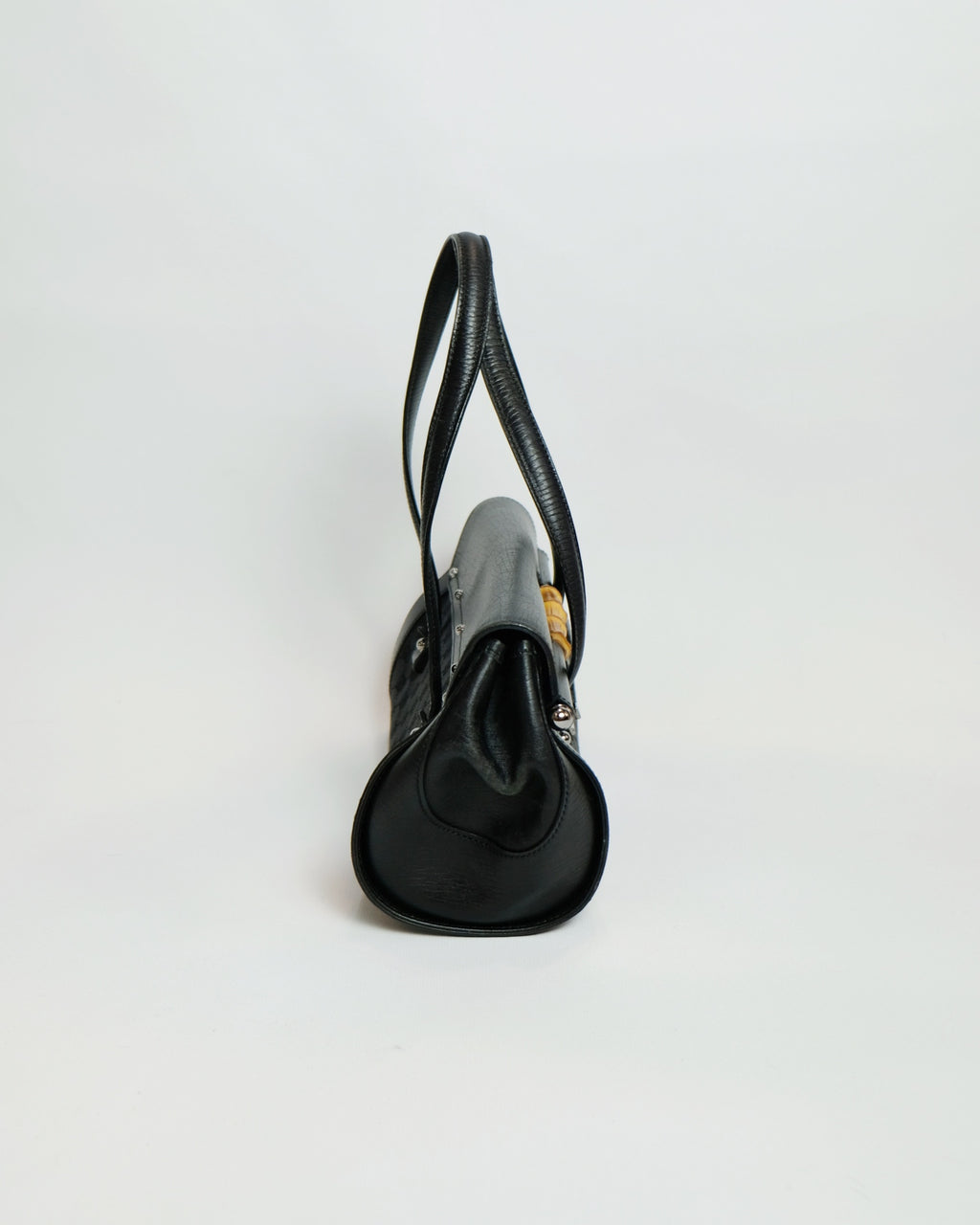 Gucci GG Canvas Bamboo Bullet Shoulder Bag By Tom Ford 1990s