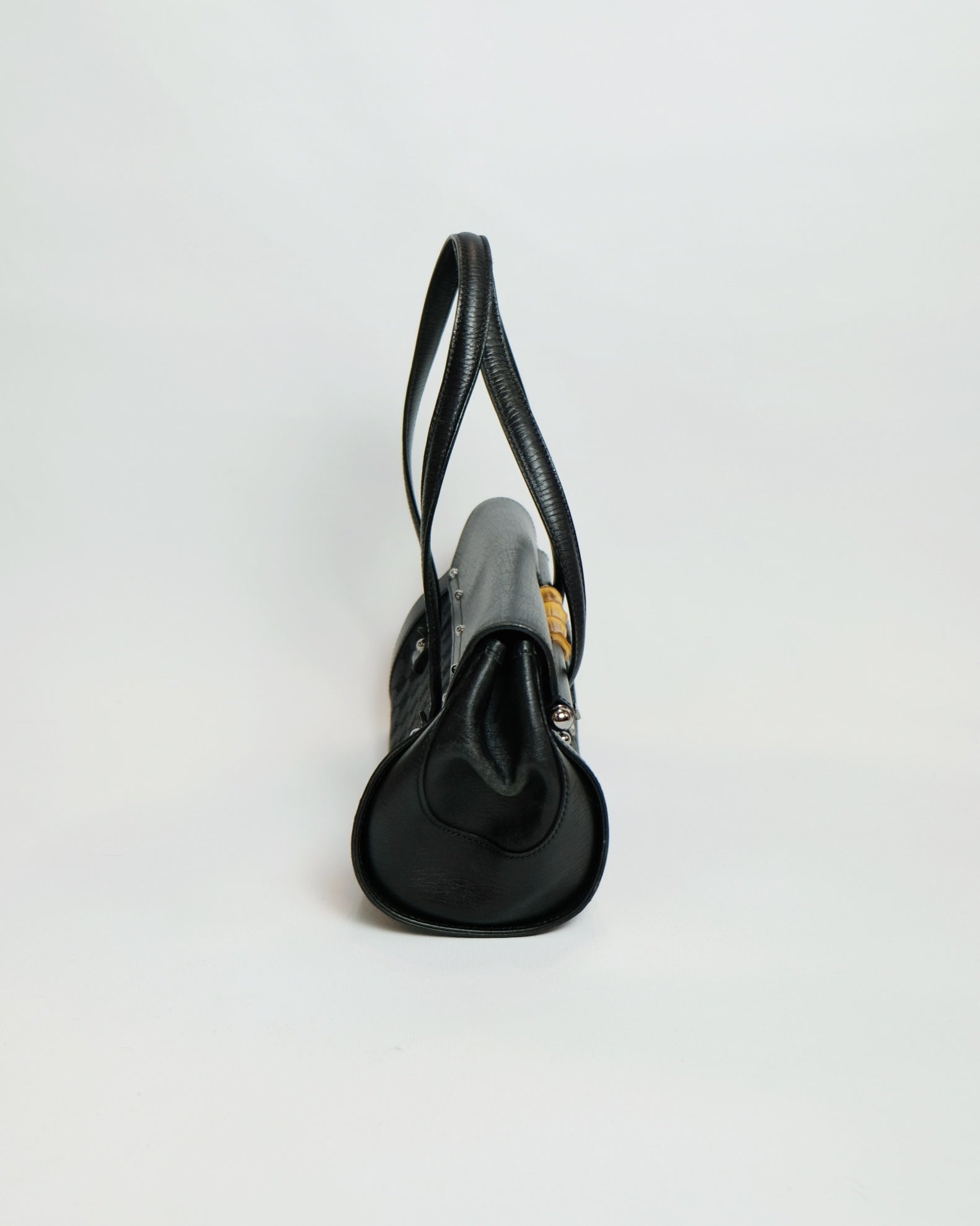 Gucci GG Canvas Bamboo Bullet Shoulder Bag By Tom Ford 1990s