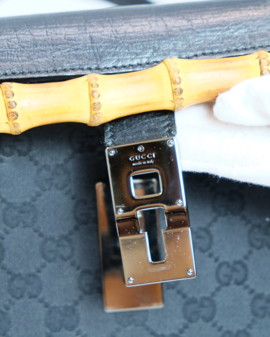 Gucci GG Canvas Bamboo Bullet Shoulder Bag By Tom Ford 1990s