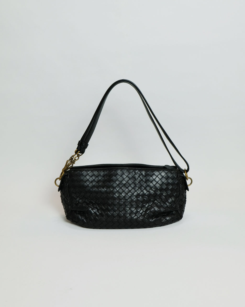 Bottega Veneta Black Intrecciato Leather Shoulder Bag Crossbody