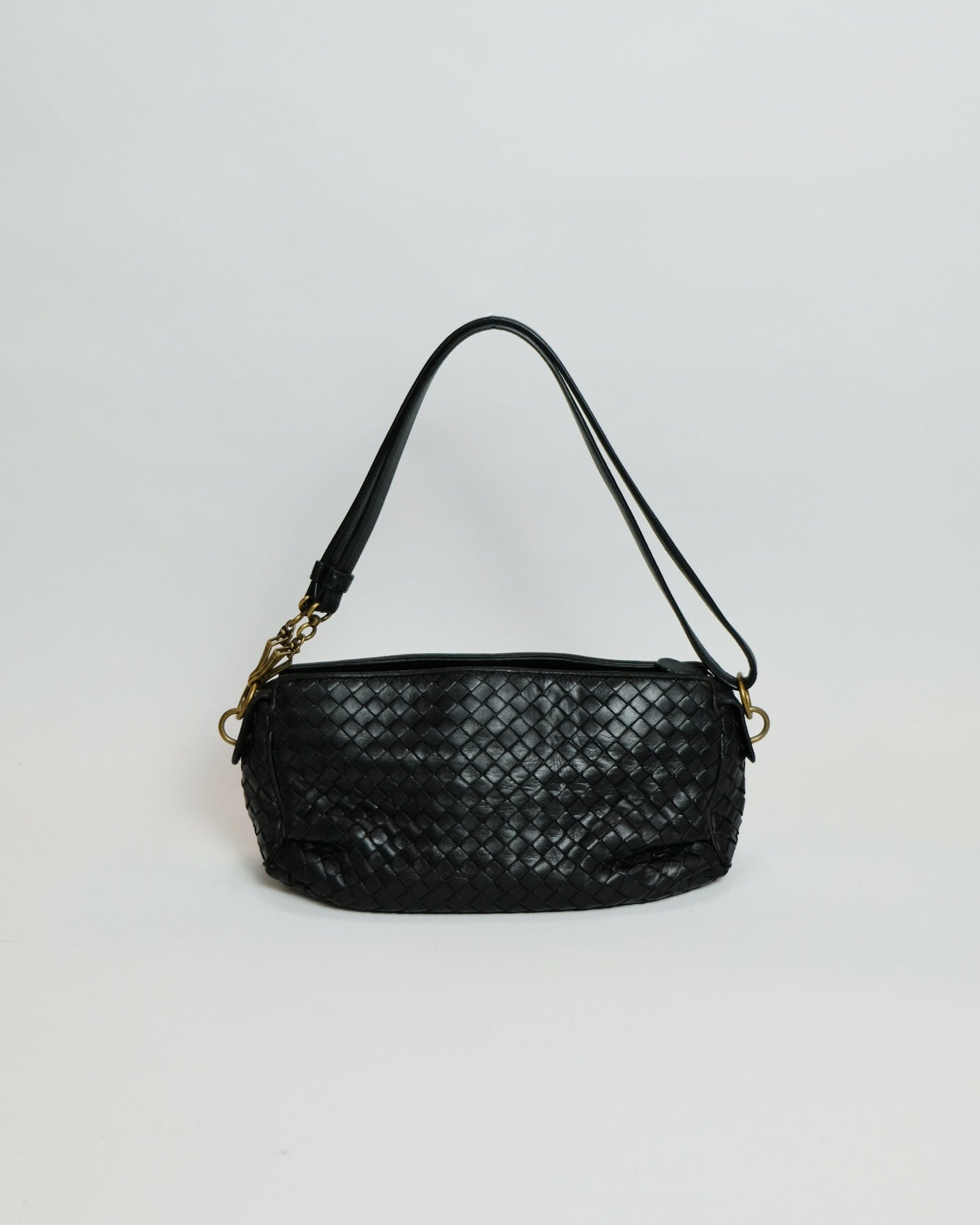 Bottega Veneta Black Intrecciato Leather Shoulder Bag Crossbody