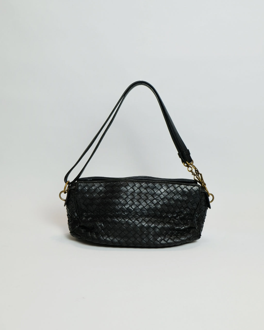 Bottega Veneta Black Intrecciato Leather Shoulder Bag Crossbody