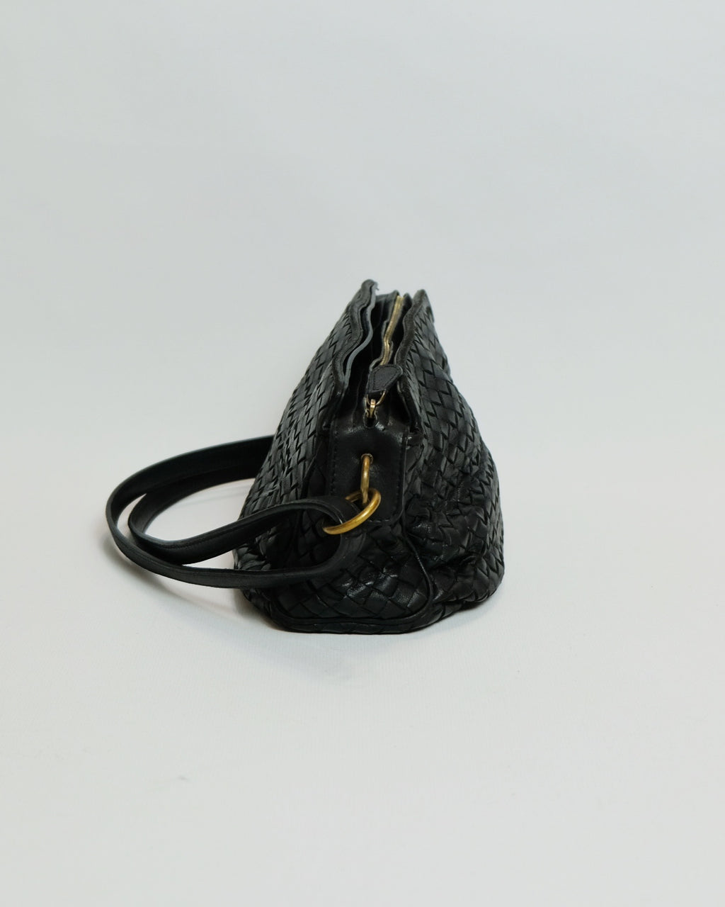 Bottega Veneta Black Intrecciato Leather Shoulder Bag Crossbody