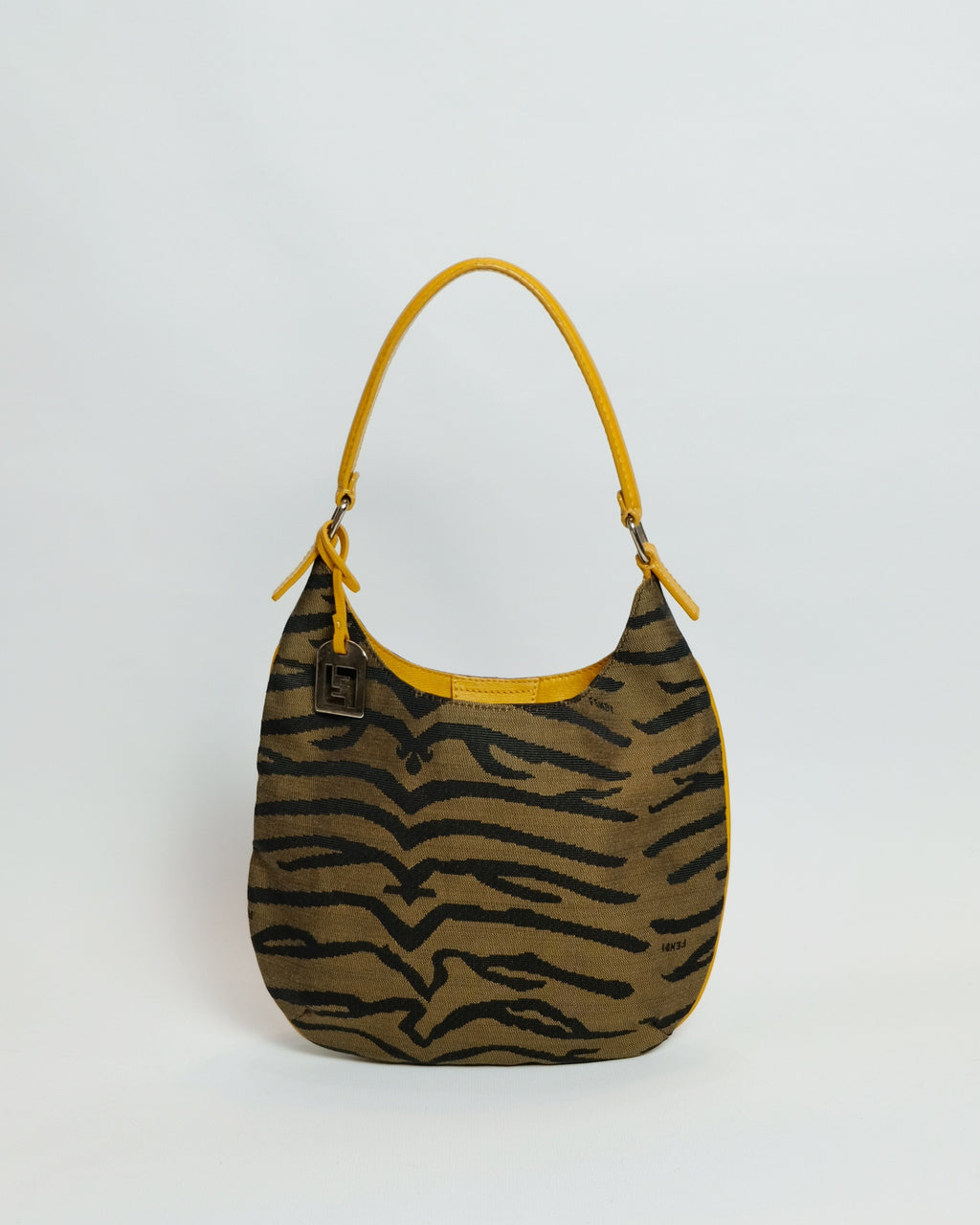 Fendi Yellow Tiger Print Canvas Hobo Bag