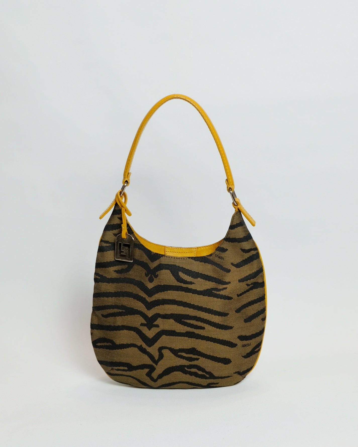 Fendi Yellow Tiger Print Canvas Hobo Bag