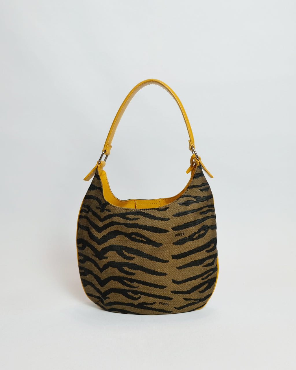 Fendi Yellow Tiger Print Canvas Hobo Bag