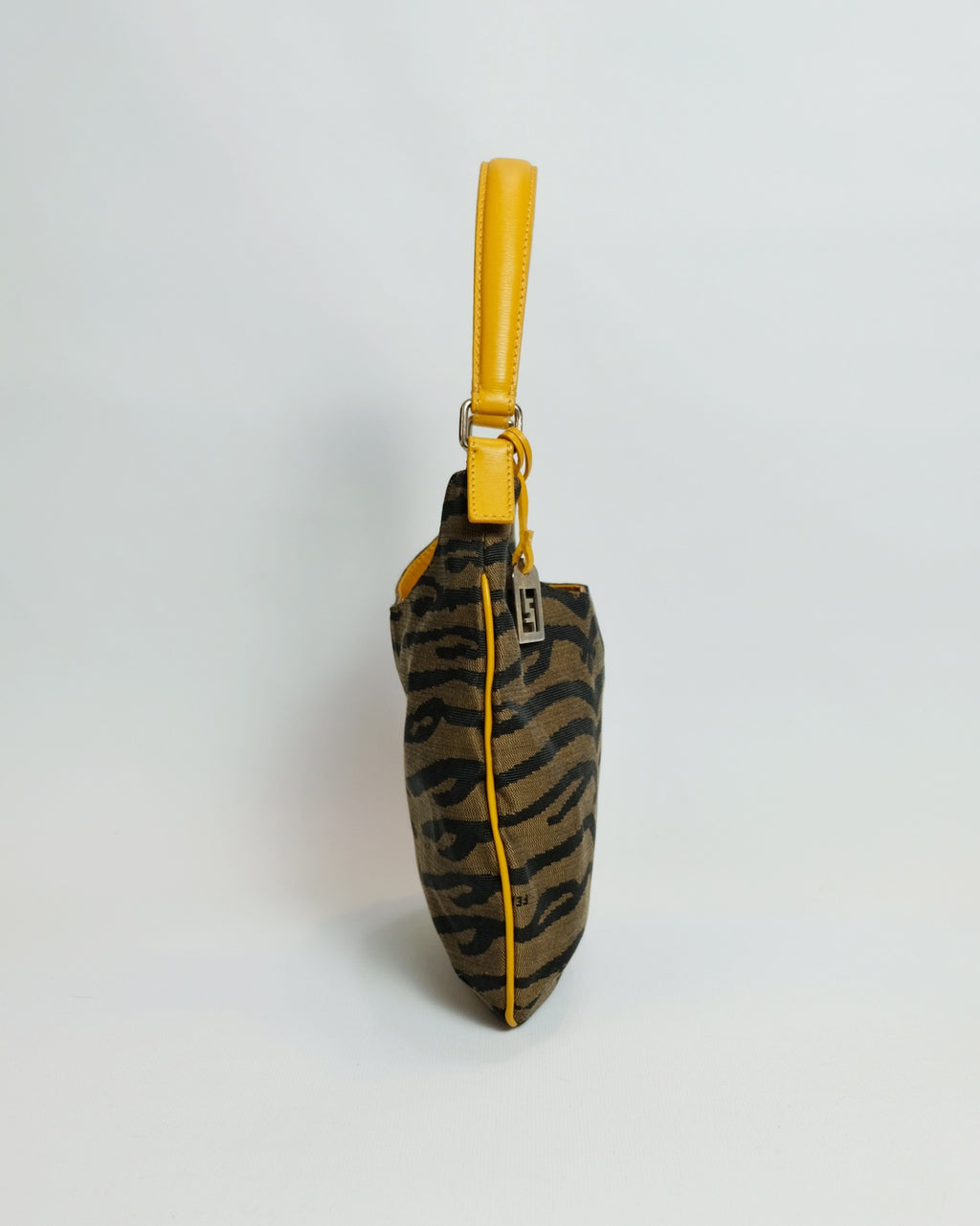 Fendi Yellow Tiger Print Canvas Hobo Bag