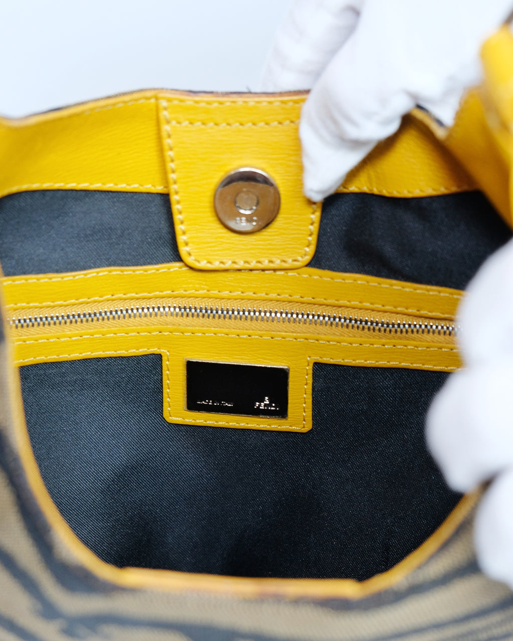 Fendi Yellow Tiger Print Canvas Hobo Bag