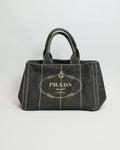 Prada Canapa Nero Denim Tote Bag with Authenticity Card By Miuccia Prada 2011