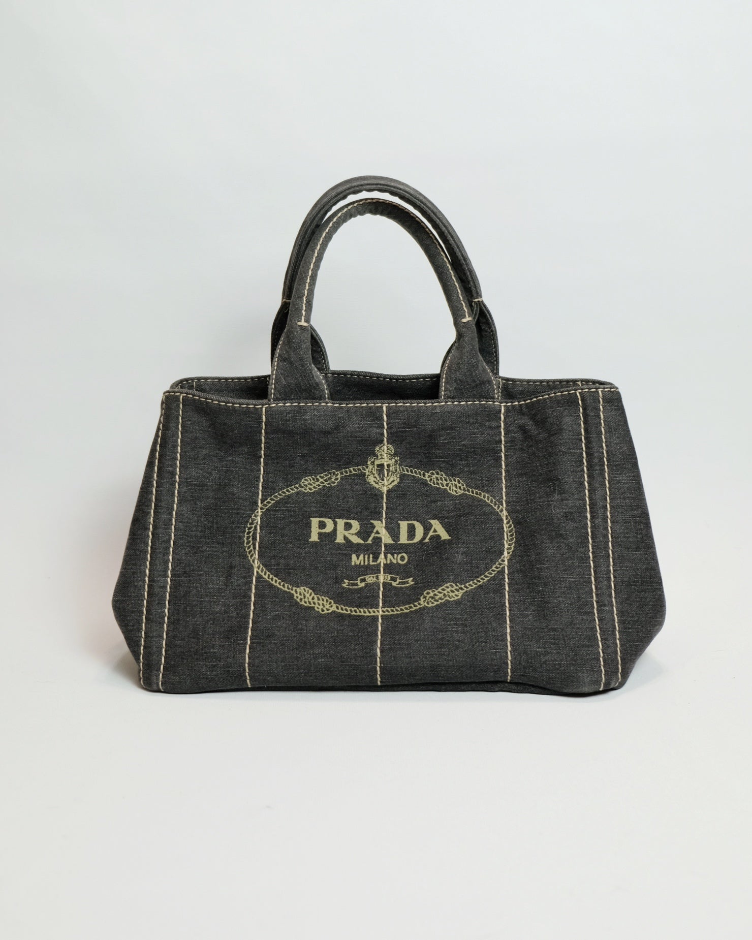 Prada Canapa Nero Denim Tote Bag with Authenticity Card By Miuccia Prada 2011