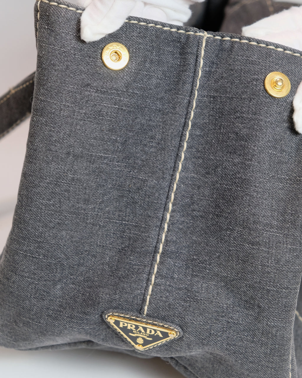 Prada Canapa Nero Denim Tote Bag with Authenticity Card By Miuccia Prada 2011