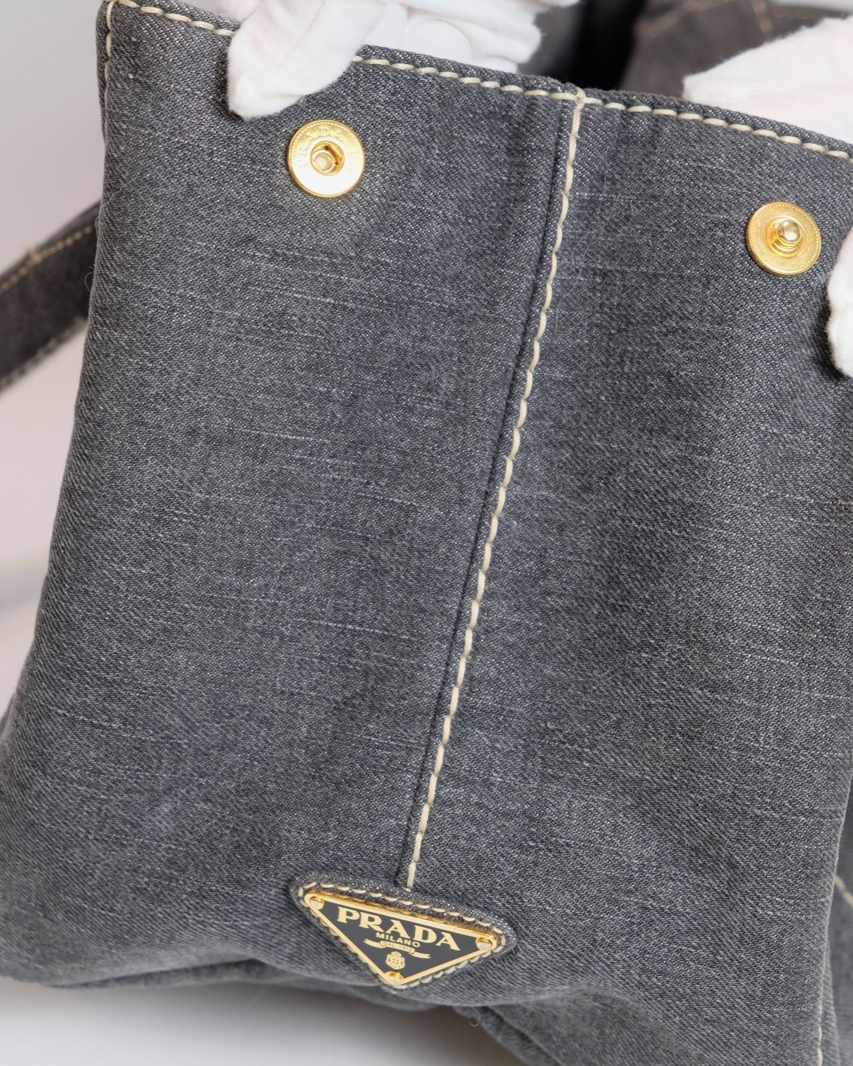 Prada Canapa Nero Denim Tote Bag with Authenticity Card By Miuccia Prada 2011