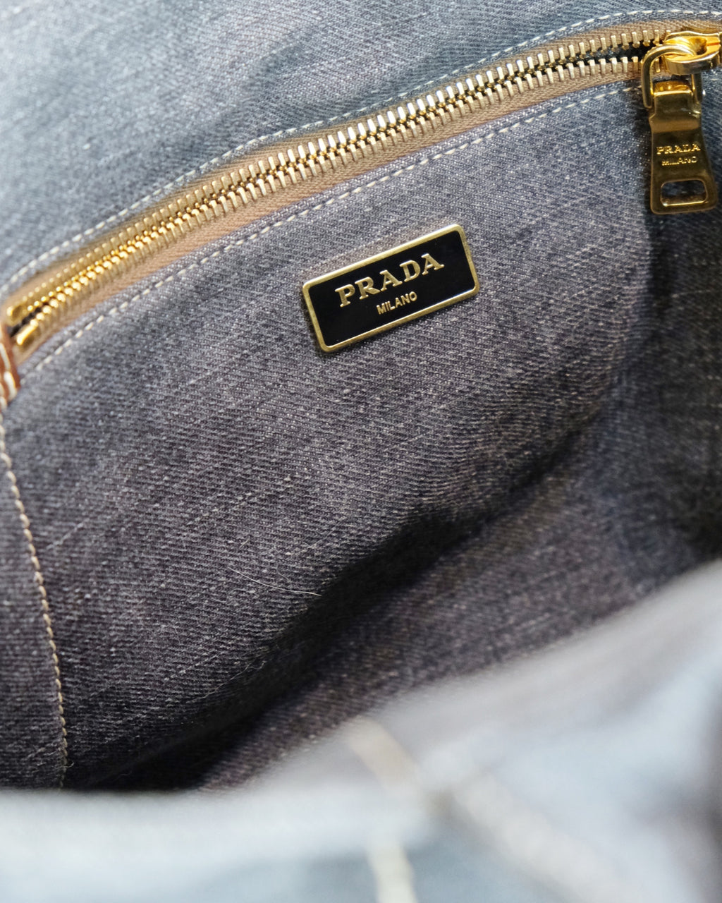 Prada Canapa Nero Denim Tote Bag with Authenticity Card By Miuccia Prada 2011